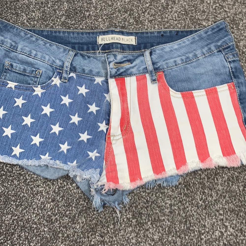 Flag jean shorts